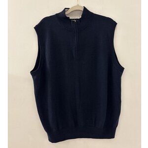 Peter Millar Men's Navy Blue Quarter Zip Merino‎ Wool Vest Size XL Academia